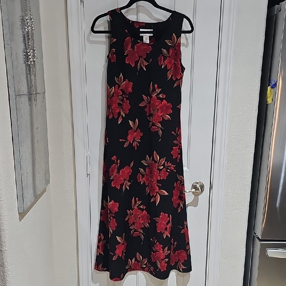 Floral Black and Red Maxi Dress
